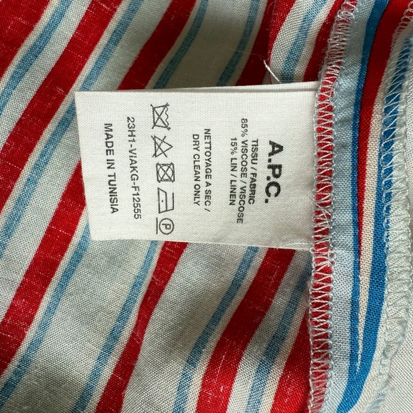 APC Women's Red, White and Light Blue Button-Down - Picture 5 of 5
